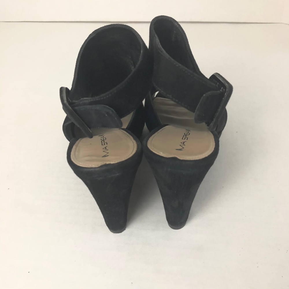 Via Spiga Jaffa Wedge Black Suede Heels Shoes - Picture 6 of 7